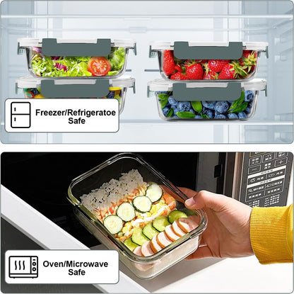 10 PACK 22 OZ Glass Meal Prep Containers Set with Lids, Grey4
