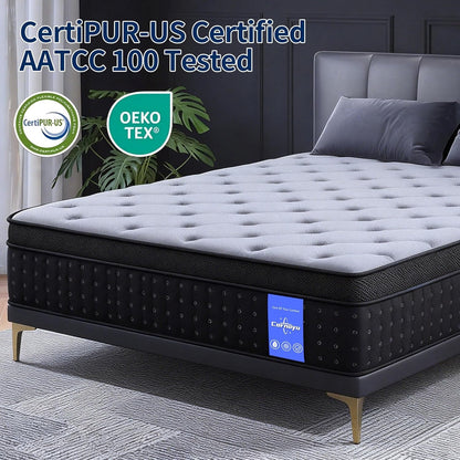 Queen Mattress, 14 Inch Medium Firm Hybrid Mattress in a Box, Gel Memory Foam & Individually Pocketed Coils, Pressure Relief & Motion Isolation, Fiberglass-Free, Certipur-Us Certified7