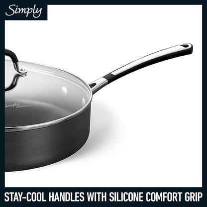 Calphalon 10-Piece Non-Stick Kitchen Cookware Set Black Pots & Pans with Stay-Cool Stainless Steel Handles Hard-Anodized Aluminum for Even Heating5