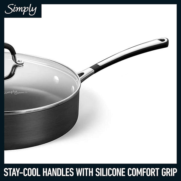 Calphalon 10-Piece Non-Stick Kitchen Cookware Set Black Pots & Pans with Stay-Cool Stainless Steel Handles Hard-Anodized Aluminum for Even Heating5