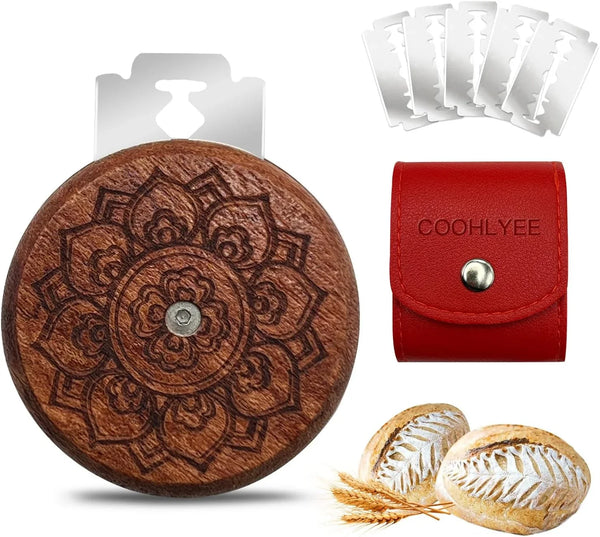UFO Bread Lame for Sourdough, Wooden Sourdough Scoring Tool with PU Storage Case, 5 Replaceable Blades and Finger Protectors, Bread Scorer for Homemade Bread Baking Gifts1