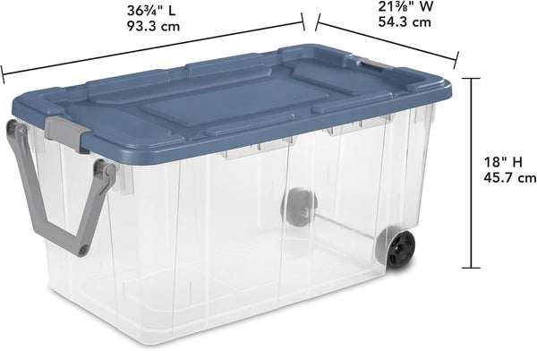 160 Quart Extra Large Clear Rolling Storage Bins 2-Pack, Blue Heavy-Duty Plastic with Locking Leakproof Lid, for Garage Basement Seasonal Storage & Transport4