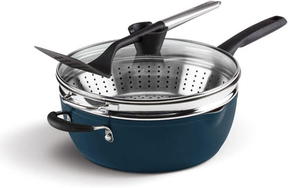 Preferred Pan 4-Pc Set - Nouveau Navy (4.5 Qt. Multi-Purpose Pan W/Cover, Steamer, Slotted Turner)1