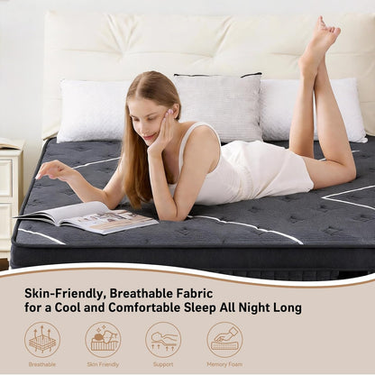 Queen Mattress, 12 Inch Queen Size Mattresses in a Box,Hotel-Level Luxury Upgraded Cooling Gel Memory Foam Upgraded Pocket Springs, Relieve Back Waist Pain, Zoned Support Medium Firm,365-Night Trial4