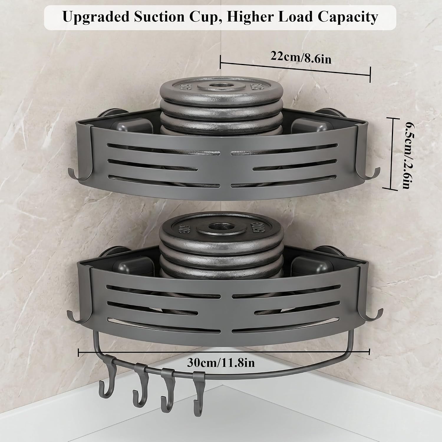 corner-shower-caddy-suction-cup-2-pack-aluminum-shower-shelves-no-drilling-removable-shower-organizer-with-towel-bar-and-hooks-for-smooth-tile-glass-and-marble-matte-gray
