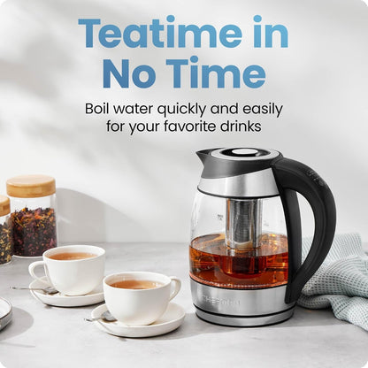 Electric Kettle with Temperature Control, 5 Presets LED Indicator Lights, Removable Tea Infuser, Glass Tea Kettle & Hot Water Boiler, 360° Swivel Base, BPA Free, Stainless Steel, 1.8 Liters2