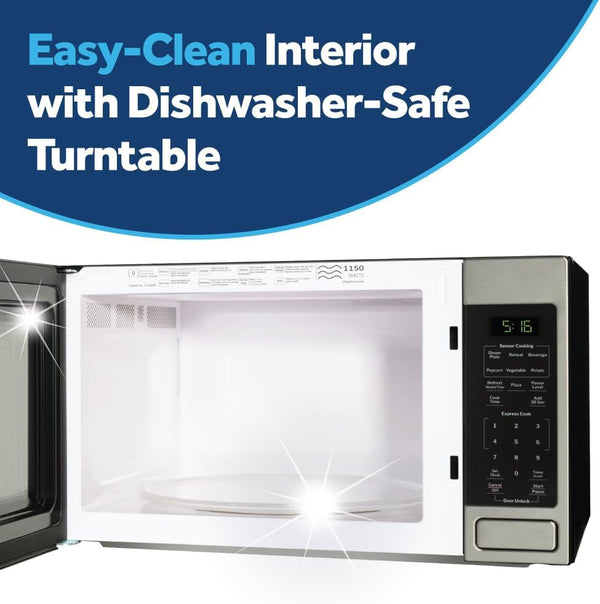 GE Countertop Microwave Oven, 1150 Watt, 1.6 Cu. Ft., Stainless Steel | 8 Convenience Cook Settings, One-Touch Controls, Child Lock Technology, Glass Turntable, for Kitchen, Dorm, Office, Apartment7