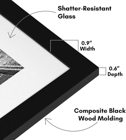 11X14 Picture Frame with Shatter-Resistant Glass - Use as 8X10 Frame with Mat or Display 11X14 Photo without Mat - Signature Collection - Picture Frames for Wall Display - Black3