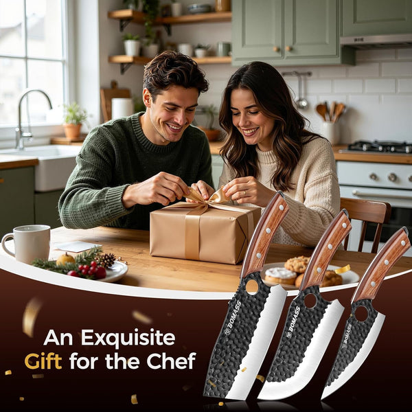 3PCS Butcher Knife Set, Hand Forged Kitchen Chef Knife Set Gift8