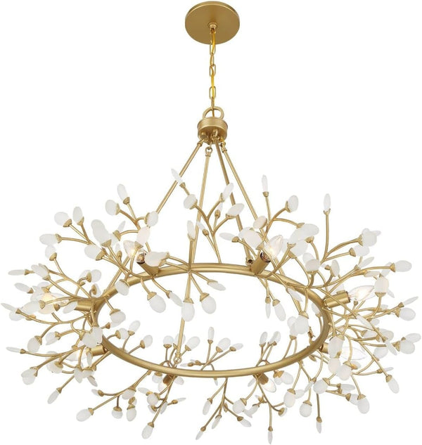 1-9855-8-328 Once Coastal Organic Frosted Sea Glass Jewelry-Like round Chandelier by Breegan Jane, 8-Light 480 Total Watts, 32" H X 36" W, Spun Gold4
