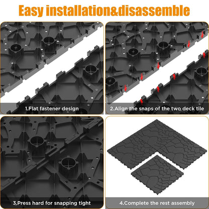 44-Pack Interlocking Deck Tiles, 12"X12" Stone Texture PP Waterproof Flooring, All-Weather Anti-Slip Patio Tiles for Indoor/Outdoor,Poolside, Garden, Balcony, Patio,Easy DIY Installation,Gray4