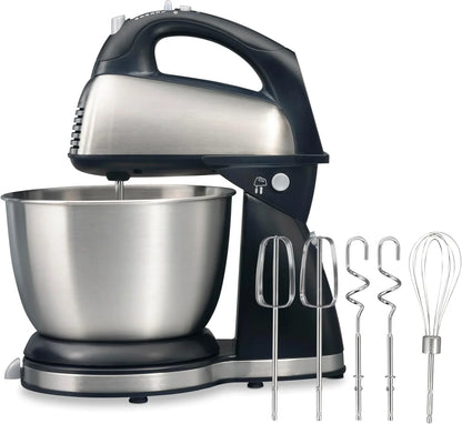 Classic Stand and Hand Mixer, 4 Quarts, 6 Speeds with Quickburst, Bowl Rest, 290 Watts Peak Power, Black and Stainless | 2-In-1 Versatility | Quickburst for Added Power | 290 Watts Peak Power | Built-In Bowl Rest | Black and Stainless Steel1