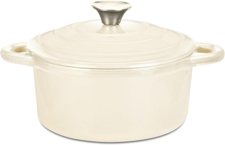 3-Quart Enameled Cast Iron Dutch Oven Pot with Lid, Cream