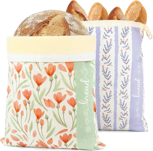 Beeswax Sourdough Bread Bags for Homemade Bread, 2 Packs XL Reusable Organic Beeswax Linen Cotton Sourdough Bag, Keep Loaves Fresh Longer, Homesteading Essentials1