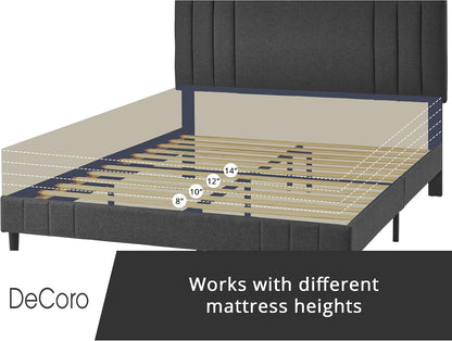 Chicago Channel Tufted Upholstered Platform Bed, Dark Gray, Queen8