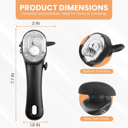 Ergonomic Can Opener, Easy Safe-Cut for Seniors & Restaurants | Durable Heavy Duty Stainless Steel, Non-Slip Manual Easy to Turn Handle, Lightweight, Compact, and Travel Friendly4