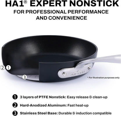 All-Clad HA1 Expert Hard Anodized Nonstick Cookware Set (10 Piece) Pots, Frying Pans, Dishwasher-Safe, Oven-Safe up to 500°F Compatible with All Stovetops (Gas, Electric & Induction) - Black3