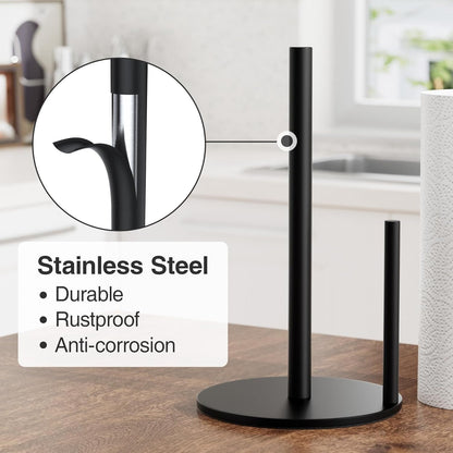 Paper Towel Holder Black Stainless Steel Kitchen Countertop Roll Organizer3