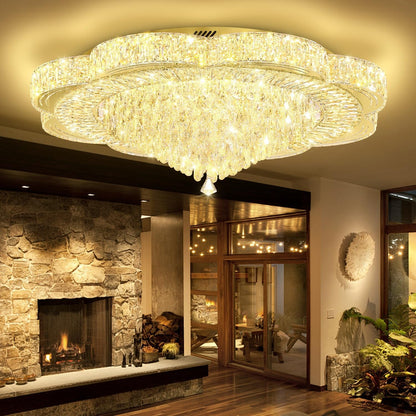 Modern Crystal Chandelier for Living Room 40In Gold Crystal Raindrop Ceiling Light for Room Bedroom LED Dimmable 3000-6000K5