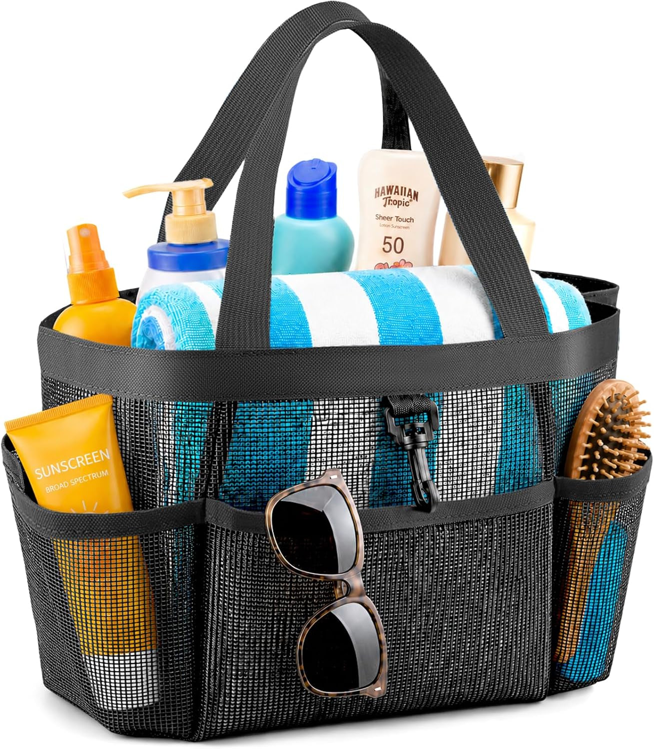 mesh-shower-caddy-portable-for-college-dorm-room-essentials-with-8-pockets-shower-bag-for-beach-swimming-gym-travel-bathroomblack