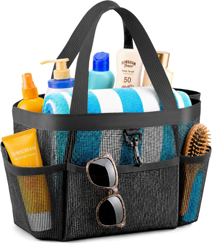 Mesh Shower Caddy Portable for College Dorm Room Essentials with 8 Pockets, Shower Bag for Beach, Swimming, Gym, Travel, Bathroom(Black)1