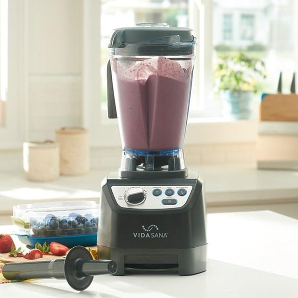 Princess House Vida Sana Blender for Smoothies, Soups, Dips and More, 1500 Watts, Stainless Steel Blade, 4 Preset Functions, Large, Grey, Professional Blender, Easy Clean4