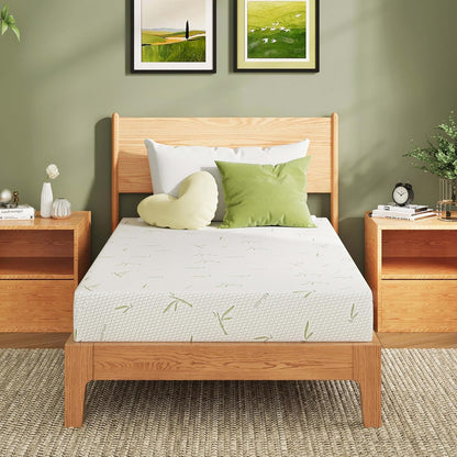 EGOHOME 8 Inch Twin Mattress Medium Plush, Green Tea Memory Foam Mattress1