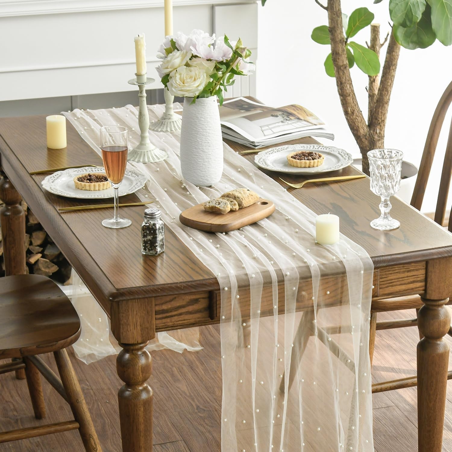 pearl-beige-gauze-table-runner-120-inch-10ft-seasonal-sheer-dining-holiday-wedding-birthday-baby-shower-table-decor-for-home-party
