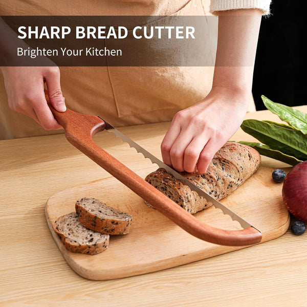 Bread Saw for Homemade Bread, Sourdough Bread Knife Slicer for Slicing, Wooden Bread Bow Knife for Sourdough3