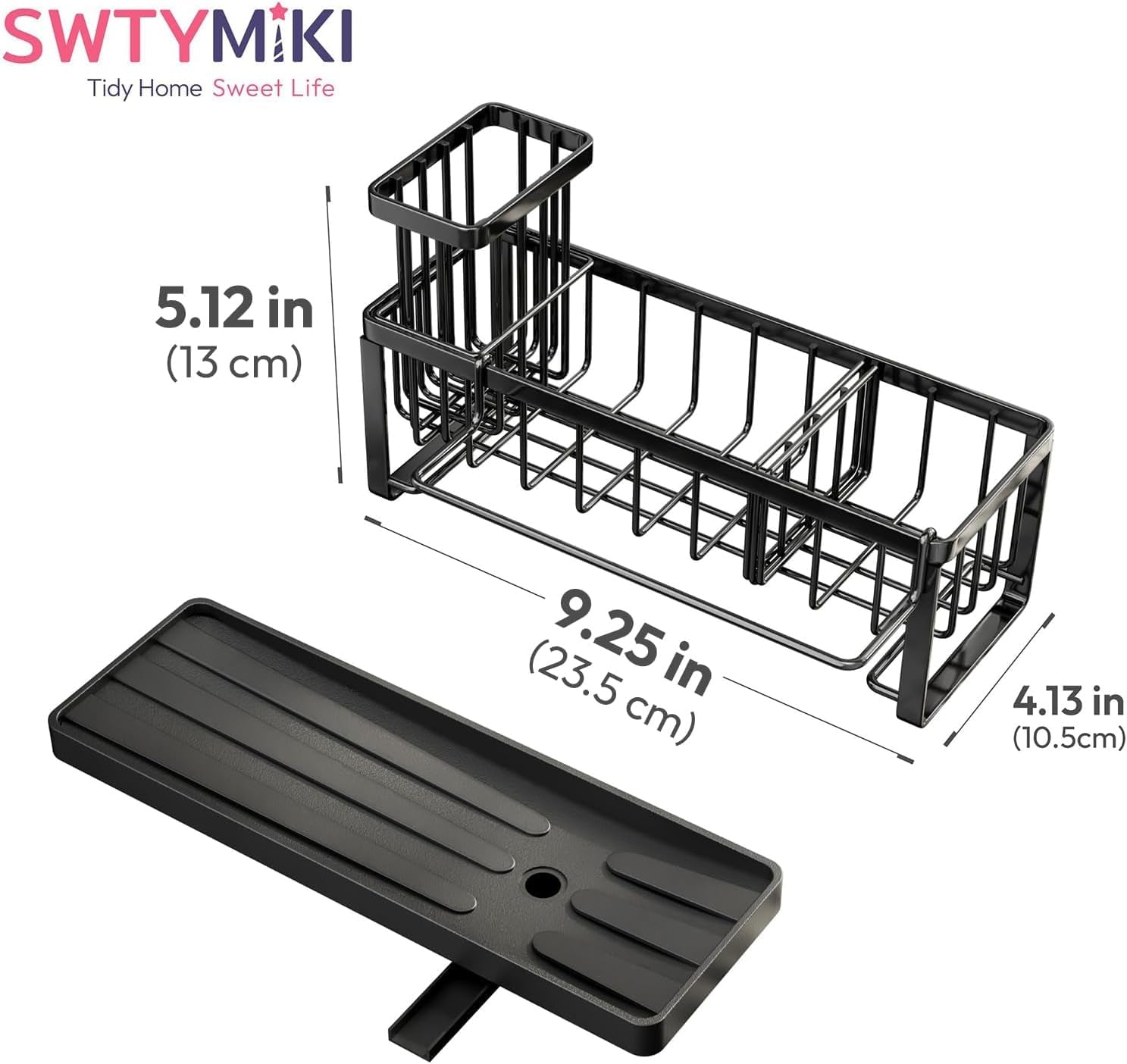 sponge-holder-for-kitchen-sink-sink-caddy-with-brush-holder-self-draining-sponge-caddy-organizer-with-divider-stainless-steel-kitchen-accessories-storage-for-countertop-black