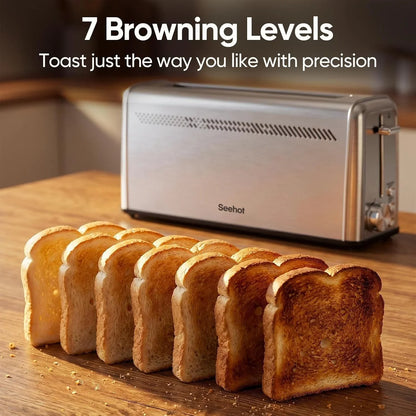 ® Slim Long Slot Stainless Steel Toaster, Toaster 2 Slice Wide Slot with 10.24 X 1.5 in Slot, Bagel Defrost Cancel, 7 Shades, Crumb Tray5
