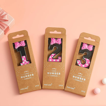 2.76 Inch Cartoon Pink and Black Mouse 2 Number Birthday Candles, Anime Cartoon Number Candles, Cake Number Candles, Party Celebration, Style Candle5