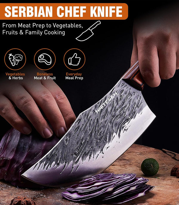 4PCS Hand Forged Butcher Knife Set, Kitchen Knives Gift for Men Women4