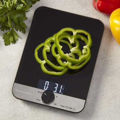 Kitchenaid KQ908 Glass Surface 11 Pound Capacity Digital Kitchen and Food Scale, Scale for Food Ounces and Grams, Dry and Liquid Ingredients, Black3