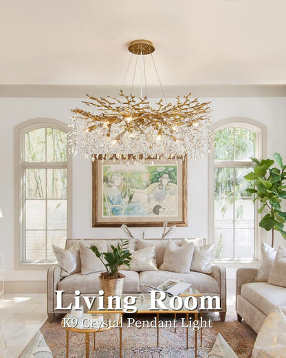 Modern Tree Branch Crystal Chandelier Luxury Gold Crystal Pendant Lighting 40" Contemporary 14-Light Chandeliers for Dining Room Kitchen Bedroom Living Room2