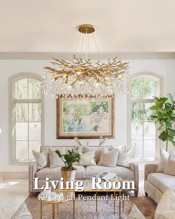 Modern Tree Branch Crystal Chandelier Luxury Gold Crystal Pendant Lighting 40" Contemporary 14-Light Chandeliers for Dining Room Kitchen Bedroom Living Room2