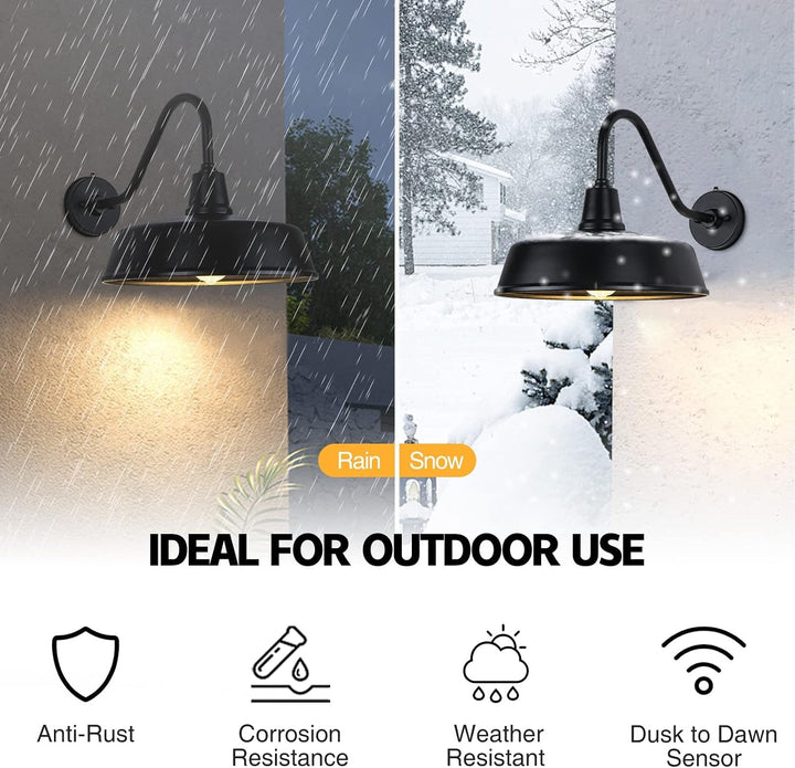 15 Inch Diameter Dusk to Dawn Barn Light Outdoor Gooseneck Lighting+2