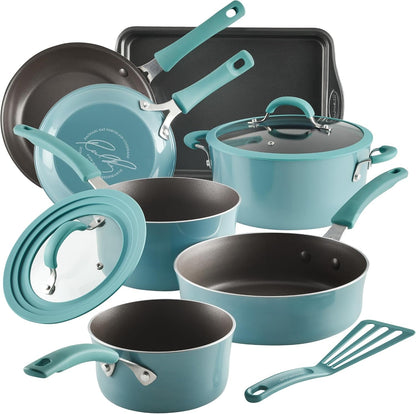 Cook + Create Aluminum Nonstick Cookware Set, 10-Piece, Agave Blue1