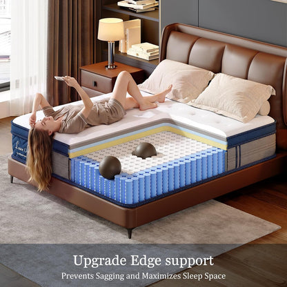Full XL Size 14 Inch Mattress Medium Firm Hybrid Mattress in a Box7