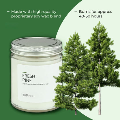 Soy Wax Candles (Fresh Pine) - Pine Candle - Soy Candles for Home Scented - Long Burning Premium - Hand-Poured (7Oz.)2