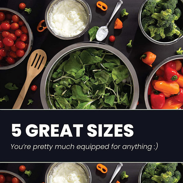 10-Piece Stainless Steel Mixing Bowl Set with Lids for Food Prep & Storage6