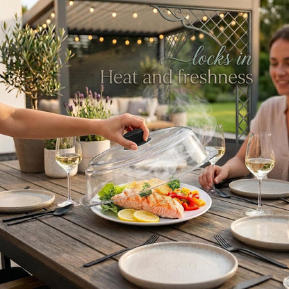 Microwave Tall Glass Plate Cover | Splatter Guard Lid with Easy Grip Silicone Handle Knob | 100% Food Grade | BPA Free and Dishwasher Safe | 10 Inch (Black-)3