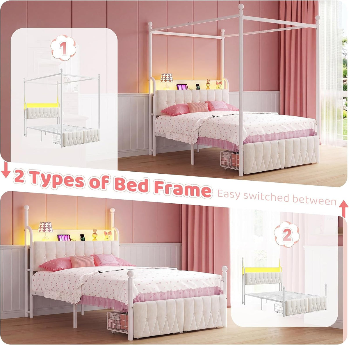 full-canopy-bed-frame-with-drawers-and-led-lights-charging-white
