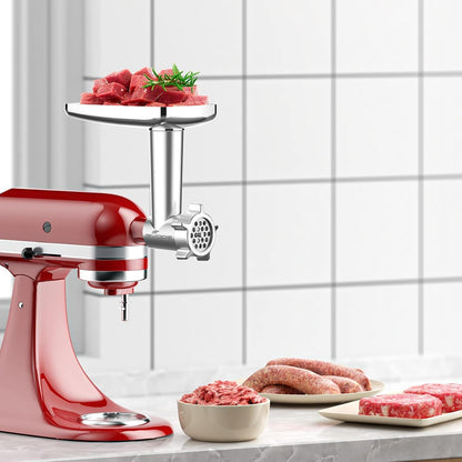 Metal Meat Grinder Attachment for Kitchenaid Stand Mixer,Food Grinder | Meat Grinder for Kitchen Aid Includes 4 Grinding Plates, 3 Sausage Stuffer Tubes, 2 Grinding Blades7