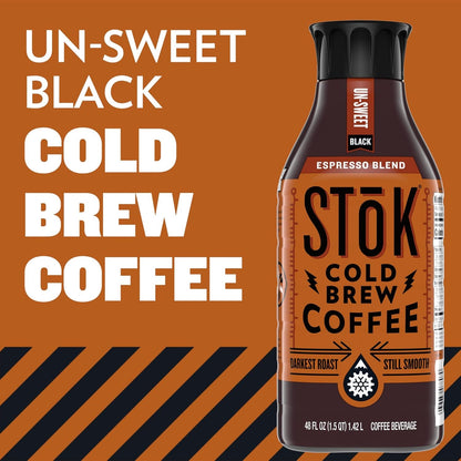 Cold Brew Coffee, Espresso Blend, Dark Roast Brewed Low and Slow, Unsweetened, Black Coffee, 48 FL OZ Bottle3