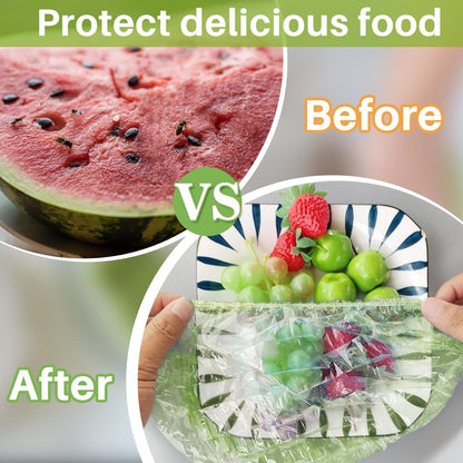 60Pcs Bowl Covers Reusable - Plastic Food Wrap for Bread Proofing | Stretch Elastic Food Covers for outside Storage, Shower Caps for Sourdough Bread Starter Basket, Baking Essential Supplies5