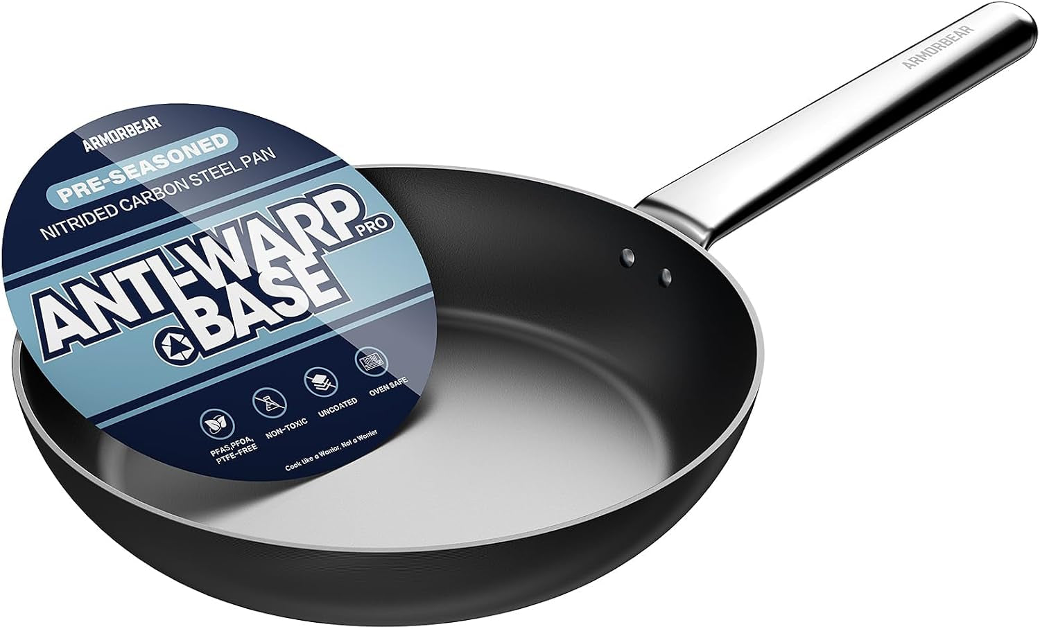 10-inch-anti-warp-carbon-steel-frying-pan-nitrided-skillet-pre-seasoned-works-on-all-cooktops-oven-safe-ideal-for-indoor-kitchen-daily-cooking-outdoor-camping-chefs