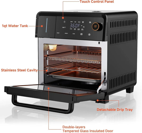 Air Fryer Toaster Oven Combo, 11-In-1 Countertop Steam Oven with Self-Cleaning, Dual Cook, Bake, Roast, Dehydrate, 90-430°F, 16QT Capacity8