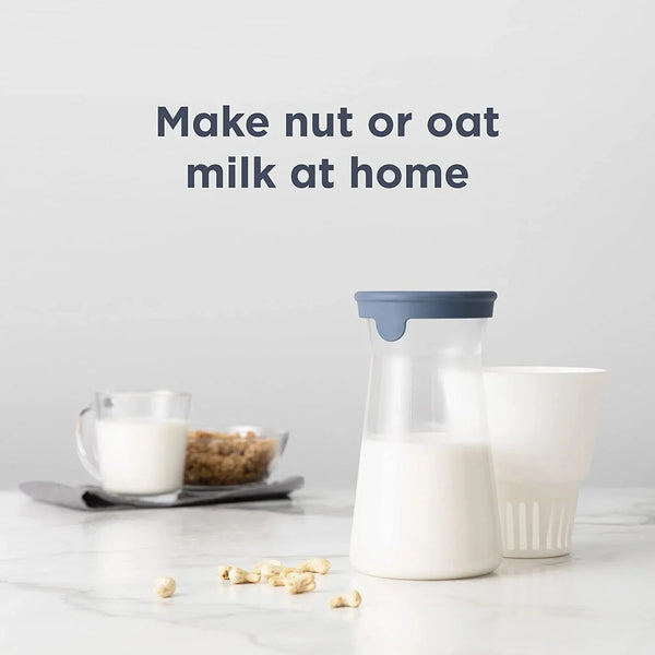 Chef’N Nut Milk Maker with Glass Carafe – Make Homemade Almond, Oat, Hazelnut, Soy, Coconut Milk – Includes Mesh Filter, Spill-Proof Lid, Recipe Book – Easy to Use, Dishwasher Friendly3