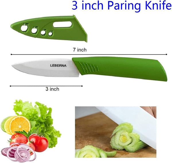 Ceramic Knife Set Ceramic Knives Set for Kitchen Knives Colored W Sheath 6" Bread Knife 6" Chef Knife 5" Utility Knife 4" Fruit Knife 3" Paring Knife 1 Peeler Colorful Rust Free Proof7